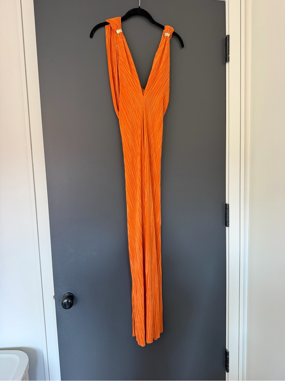 NWT ASOS Orange Halter Pleated Maxi Dress - Picture 6 of 11